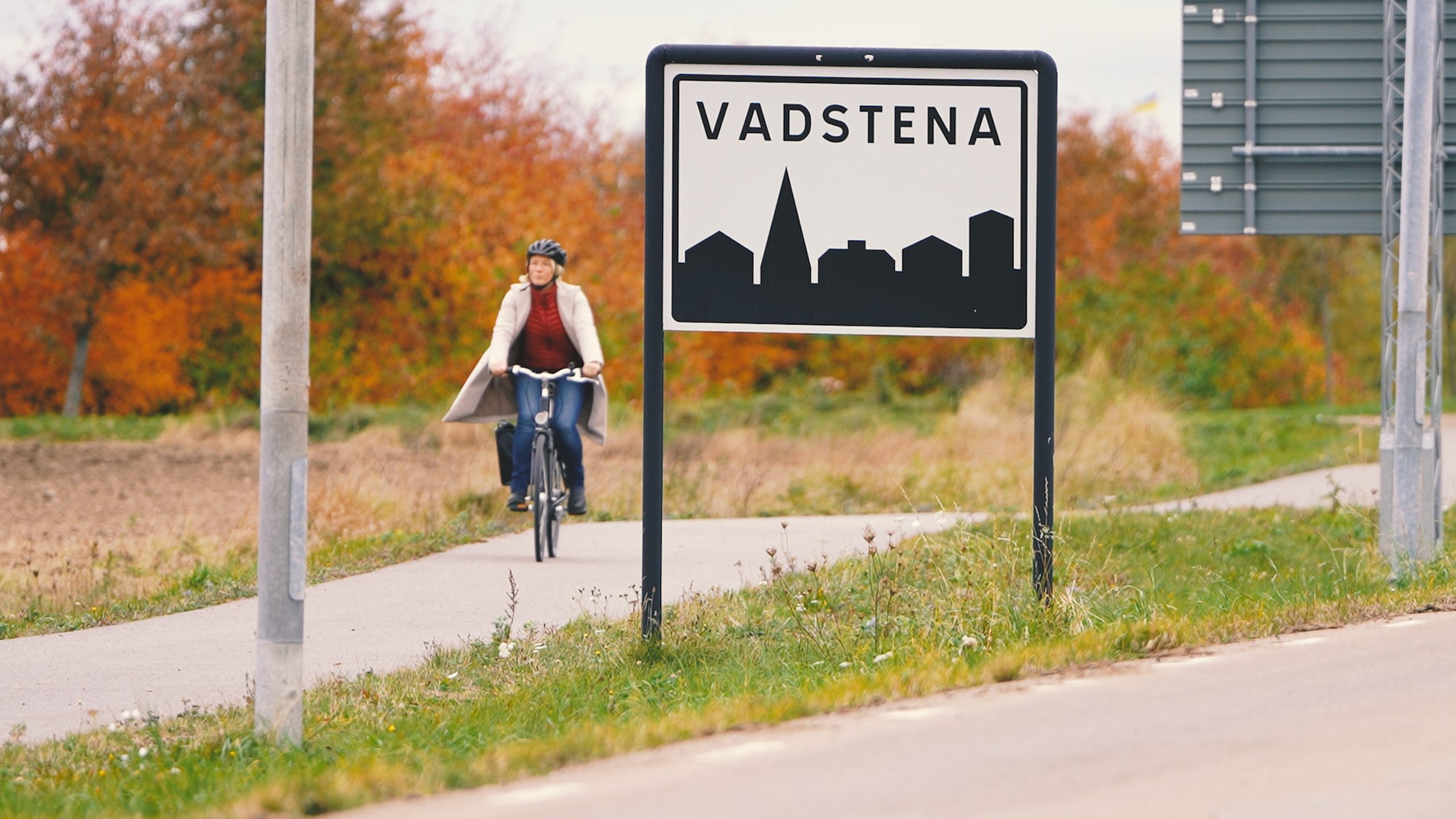 Vy över Vadstena. Flygbild.